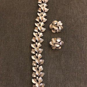 Crown Trifari Bracelet and Clip Earrings